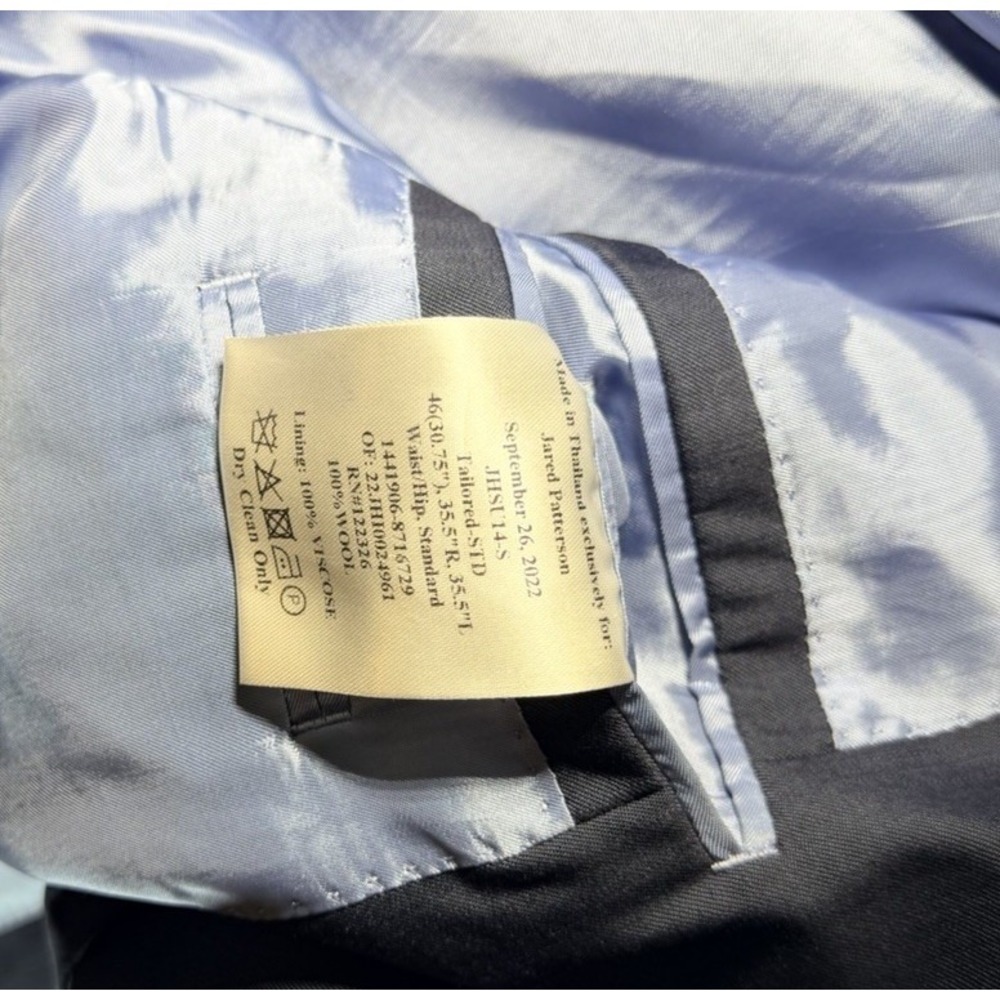 J. Hilburn Men's Blazer 100% Wool 46, 35.5 R, 35.5 L - Picture 4 of 5
